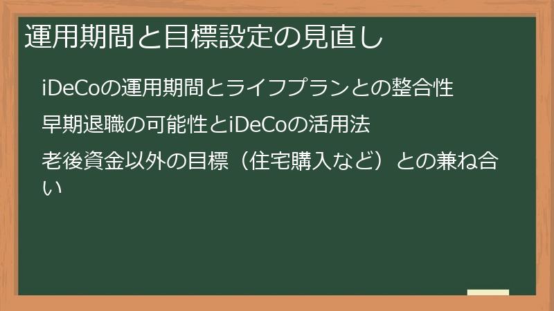 運用期間と目標設定の見直し